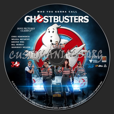 Ghostbusters (2016) 2D & 3D blu-ray label