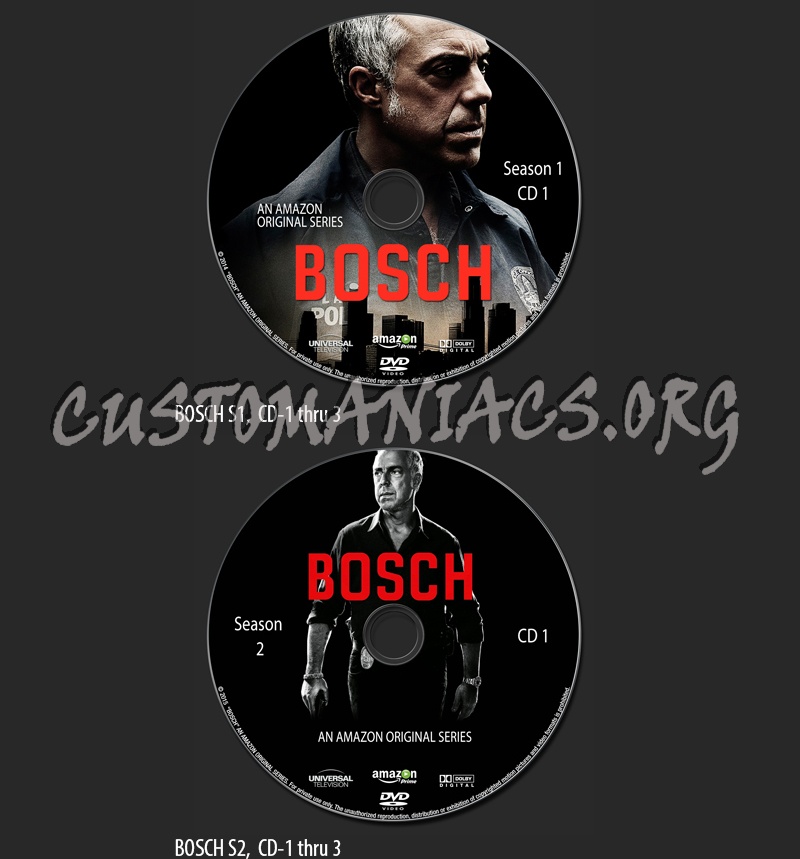 BOSCH - Season 1 and 2 dvd label