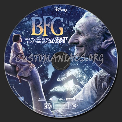 The BFG (Big Friendly Giant) 2016 2D & 3D blu-ray label