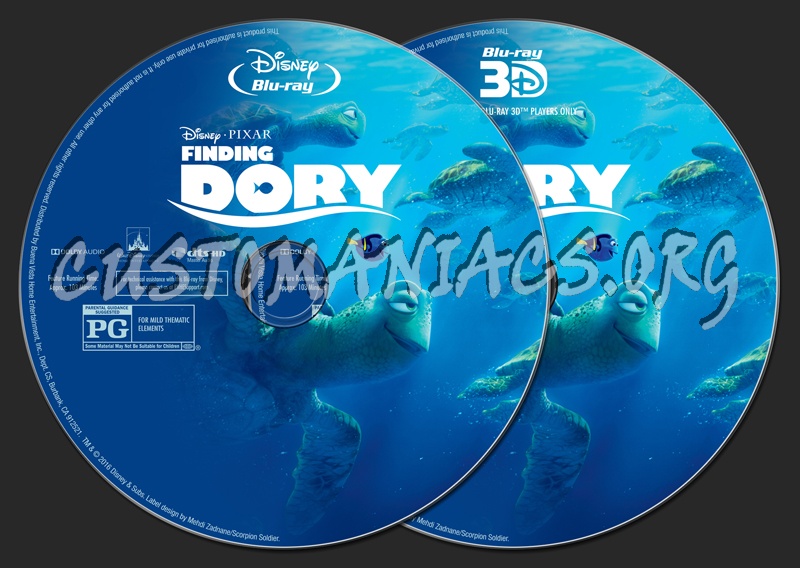 Finding Dory (2D/3D) blu-ray label
