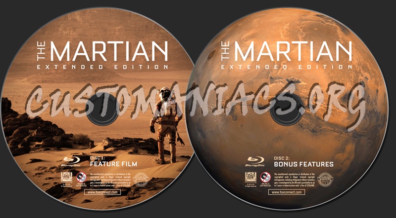 The Martian (Extended Edition) blu-ray label