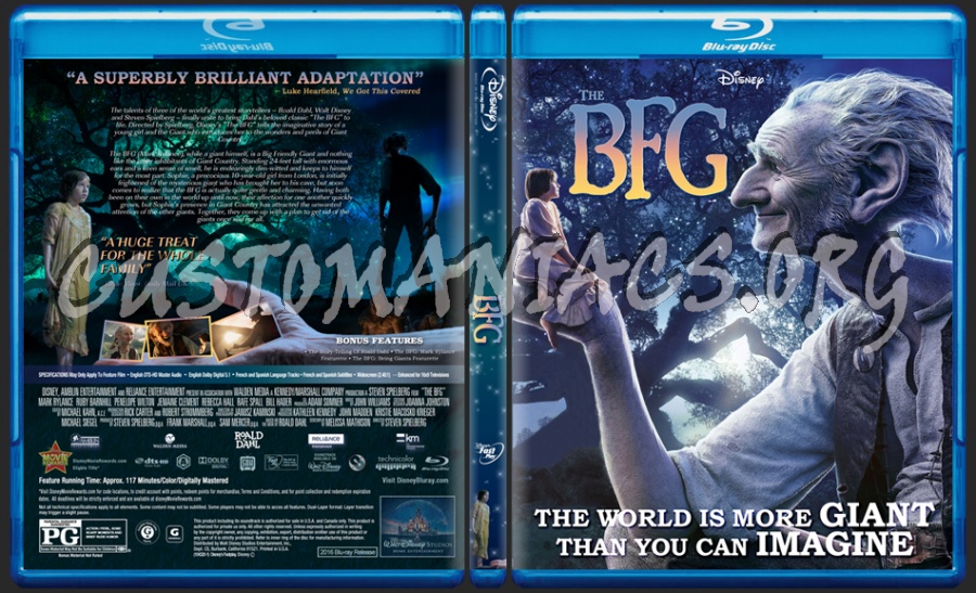 The BFG (Big Friendly Giant) 2016 dvd cover