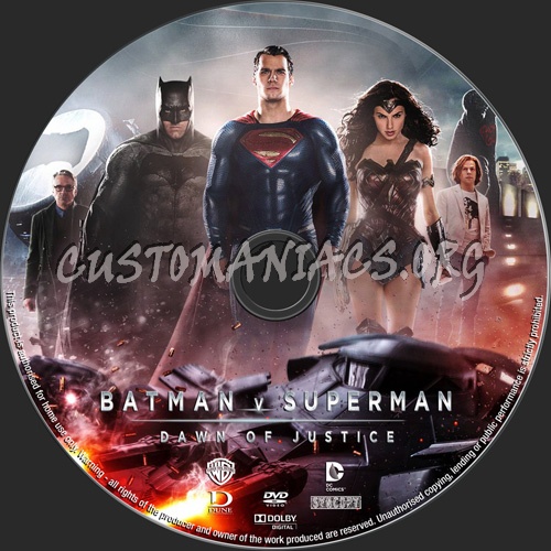 Batman v Superman Dawn Of Justice dvd label