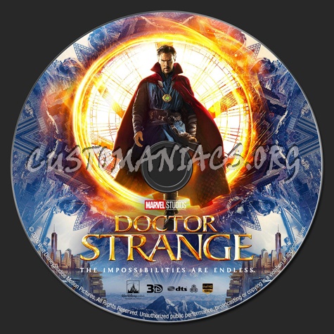 Doctor Strange (2D & 3D) blu-ray label