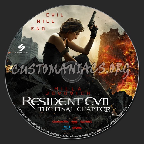 Resident Evil: The Final Chapter blu-ray label