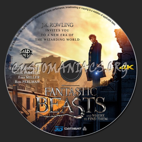 Fantastic Beasts and Where to Find Them (2D & 3D-4K) blu-ray label