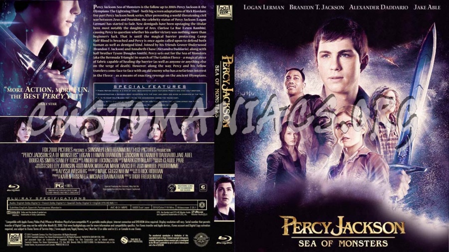 Percy Jackson Sea Of Monsters blu-ray cover