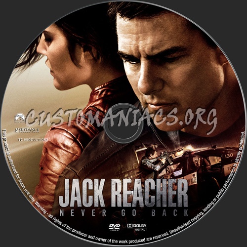 Jack Reacher Never Go Back dvd label