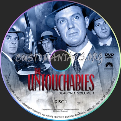 The Untouchables Season 1 Volume 1 dvd label