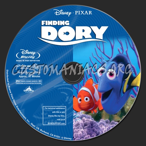 Finding Dory (2D & 3D) blu-ray label