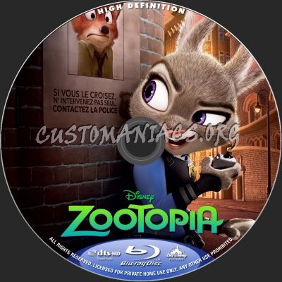 Zootopia blu-ray label