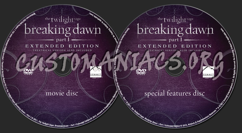 The Twilight Saga Breaking Dawn Part 1 dvd label