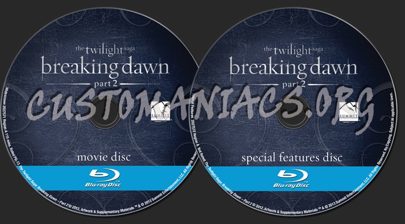 The Twilight Saga Breaking Dawn Part 2 blu-ray label