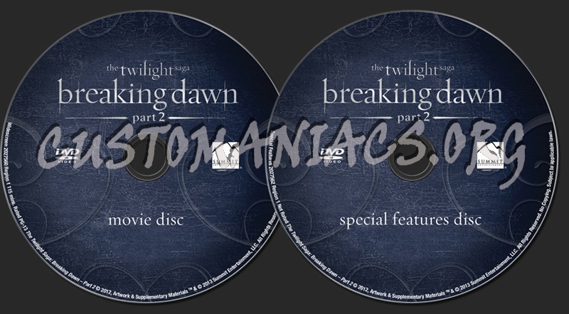 The Twilight Saga Breaking Dawn Part 2 dvd label