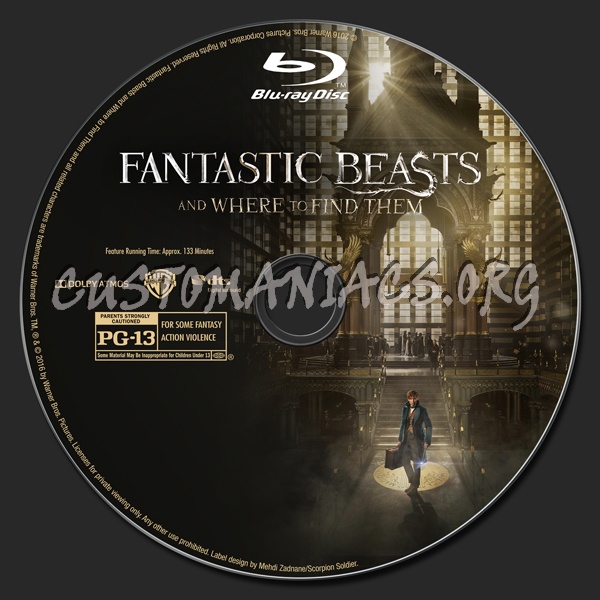 Fantastic Beasts and Where to Find Them (2D/3D/4K) blu-ray label