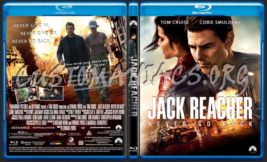 Jack Reacher Never Go Back blu-ray cover