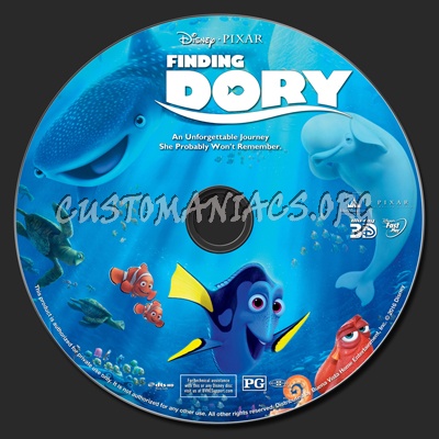 Finding Dory (2D & 3D) blu-ray label