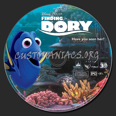 Finding Dory (2D & 3D) blu-ray label