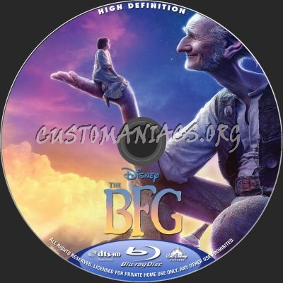 The BFG (Big Friendly Giant) blu-ray label