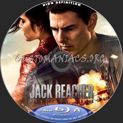 Jack Reacher 2: Never Go Back blu-ray label