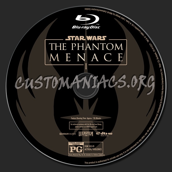 Star Wars: The Phantom Menace (2D/3D/4K) blu-ray label