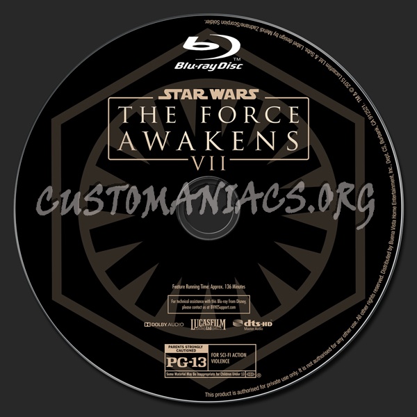 Star Wars: The Force Awakens (2D/3D/4K) blu-ray label