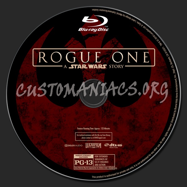 Rogue One: A Star Wars Story (2D/3D/4K) blu-ray label