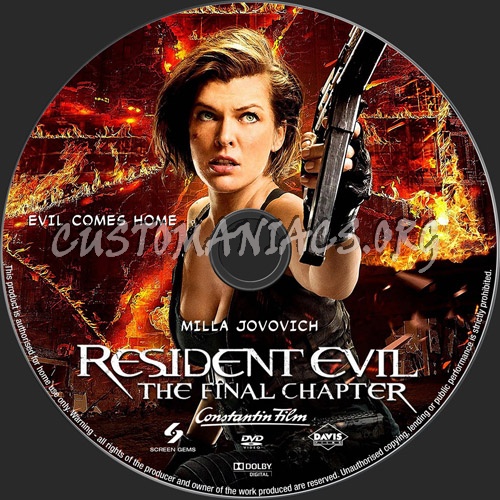Resident Evil Final Chapter dvd label