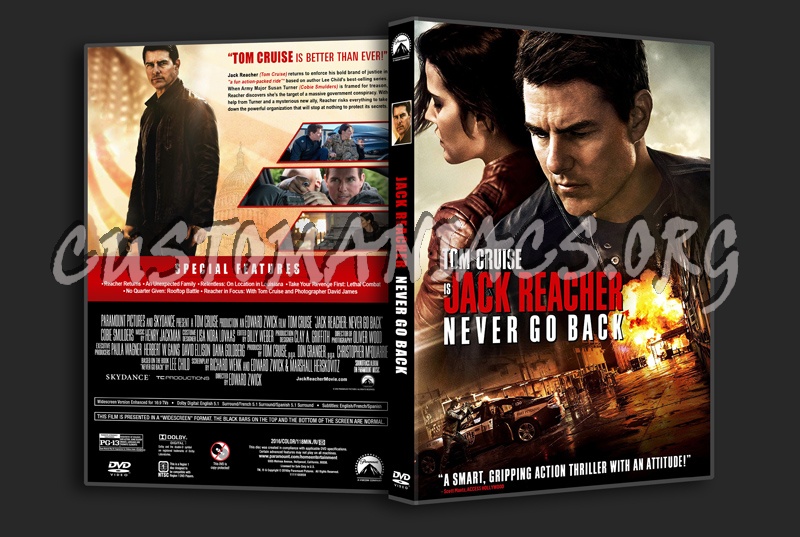 Jack Reacher: Never Go Back dvd cover