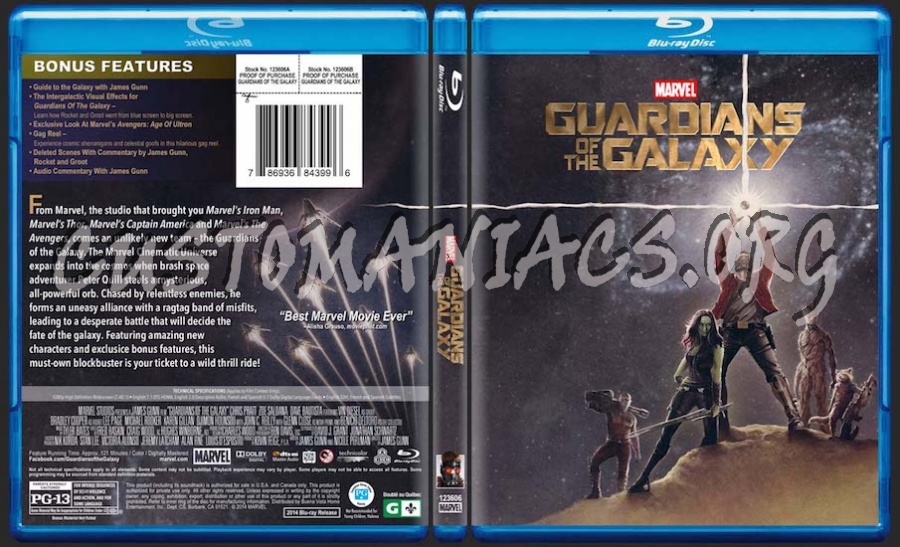 Guardians Of The Galaxy 2D and 3D blu-ray cover