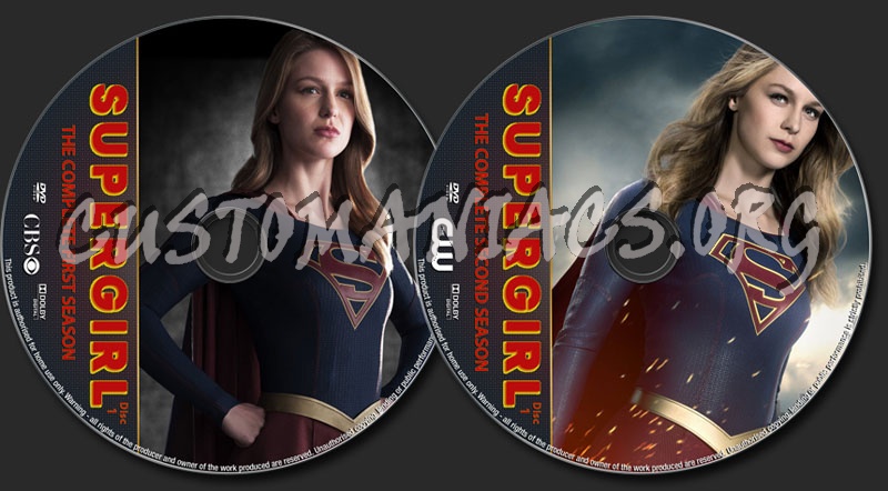 Supergirl seasons 1-2 dvd label