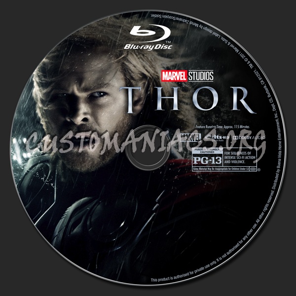Thor (2D/3D/4K) blu-ray label
