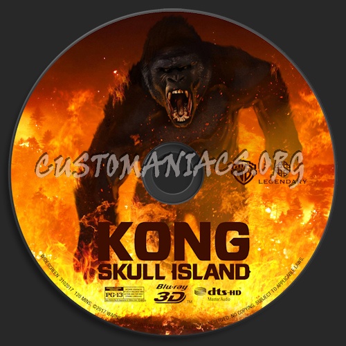 Kong: Skull Island (Blu-Ray + 3D) blu-ray label