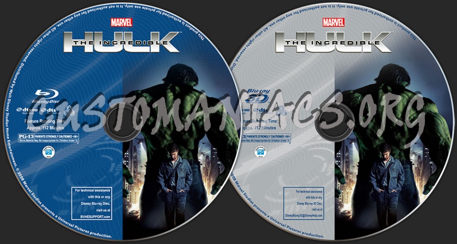 The Incredible Hulk (2D + 3D) blu-ray label