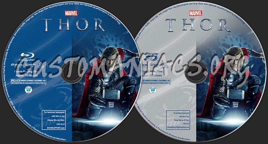 Thor (2D + 3D) blu-ray label