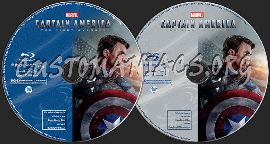 Captain America: The First Avenger (2D + 3D) blu-ray label