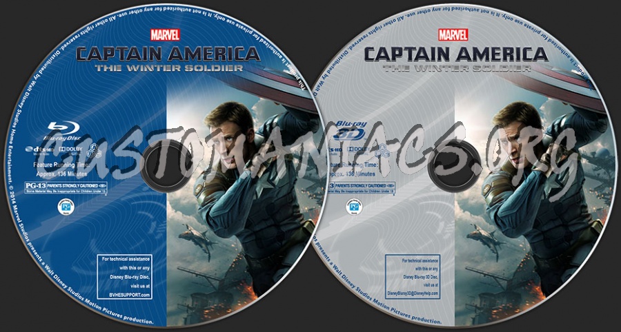 Captain America: The Winter Soldier (2D + 3D) blu-ray label