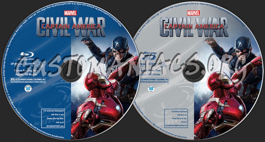 Captain America: Civil War (2D + 3D) blu-ray label