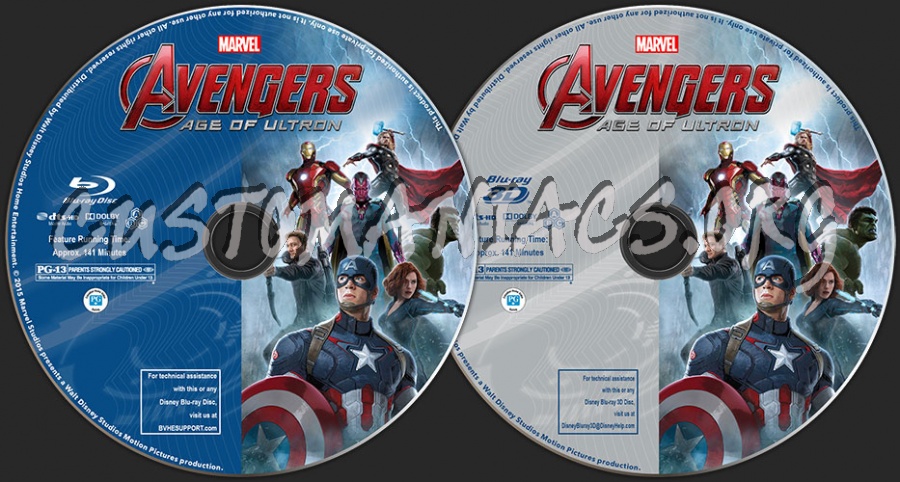 Avengers: Age of Ultron (2D + 3D) blu-ray label