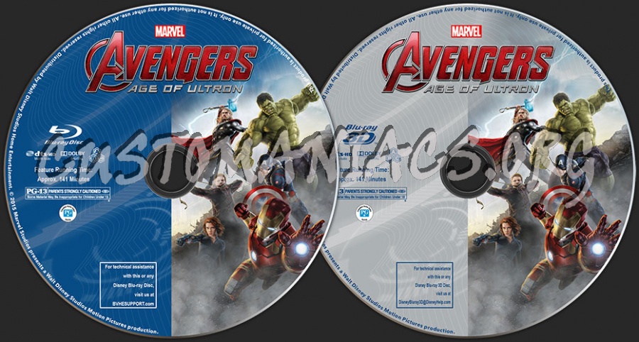 Avengers: Age of Ultron (2D + 3D) blu-ray label