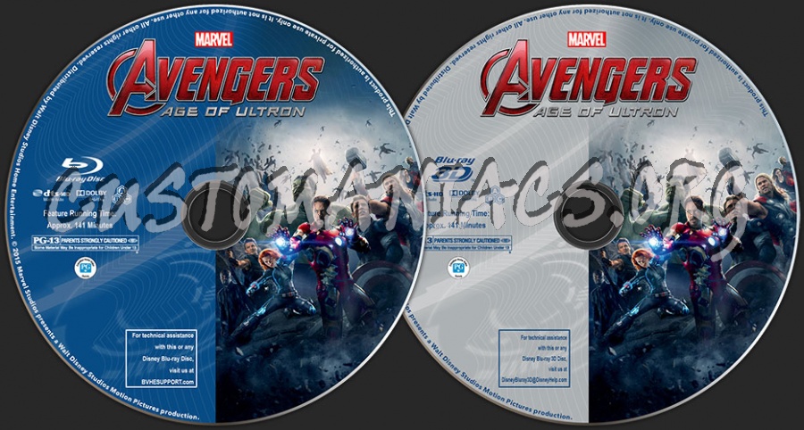 Avengers: Age of Ultron (2D + 3D) blu-ray label