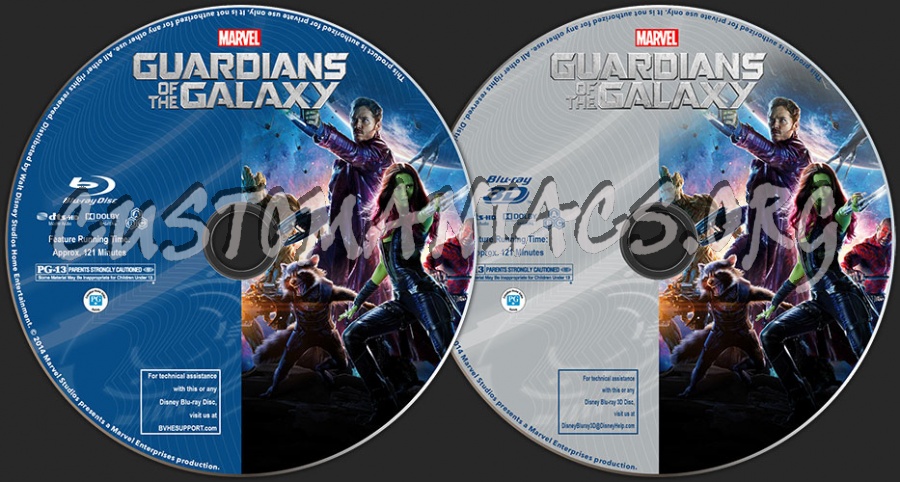 Guardians of the Galaxy (2D + 3D) blu-ray label