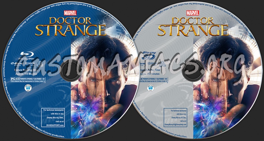 Doctor Strange (2D + 3D) blu-ray label