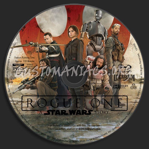 Rogue One: A Star Wars Story (Blu-Ray + 3D) blu-ray label