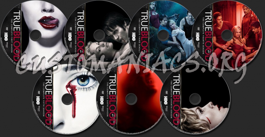 True Blood Seasons 1-7 dvd label