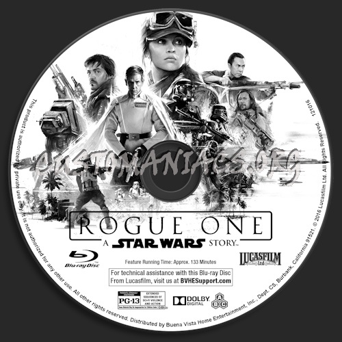 Rogue One: A Star Wars Story (Blu-Ray + 3D) blu-ray label