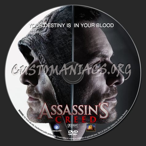 Assassin's Creed 2016 dvd label