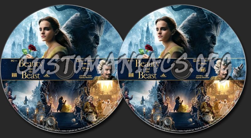 Beauty And The Beast (2017) (Blu-Ray + 3D) blu-ray label