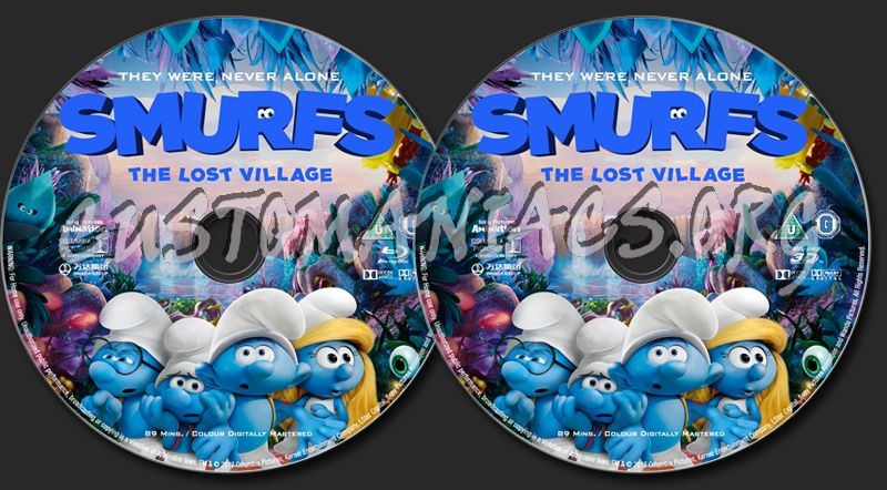 Smurfs The Lost Village (2D + 3D) UK blu-ray label