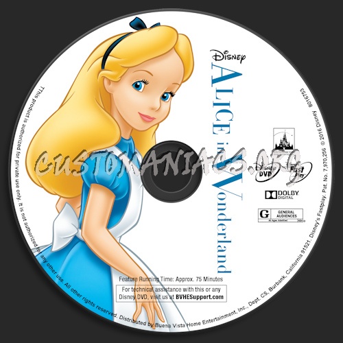 Alice In Wonderland dvd label